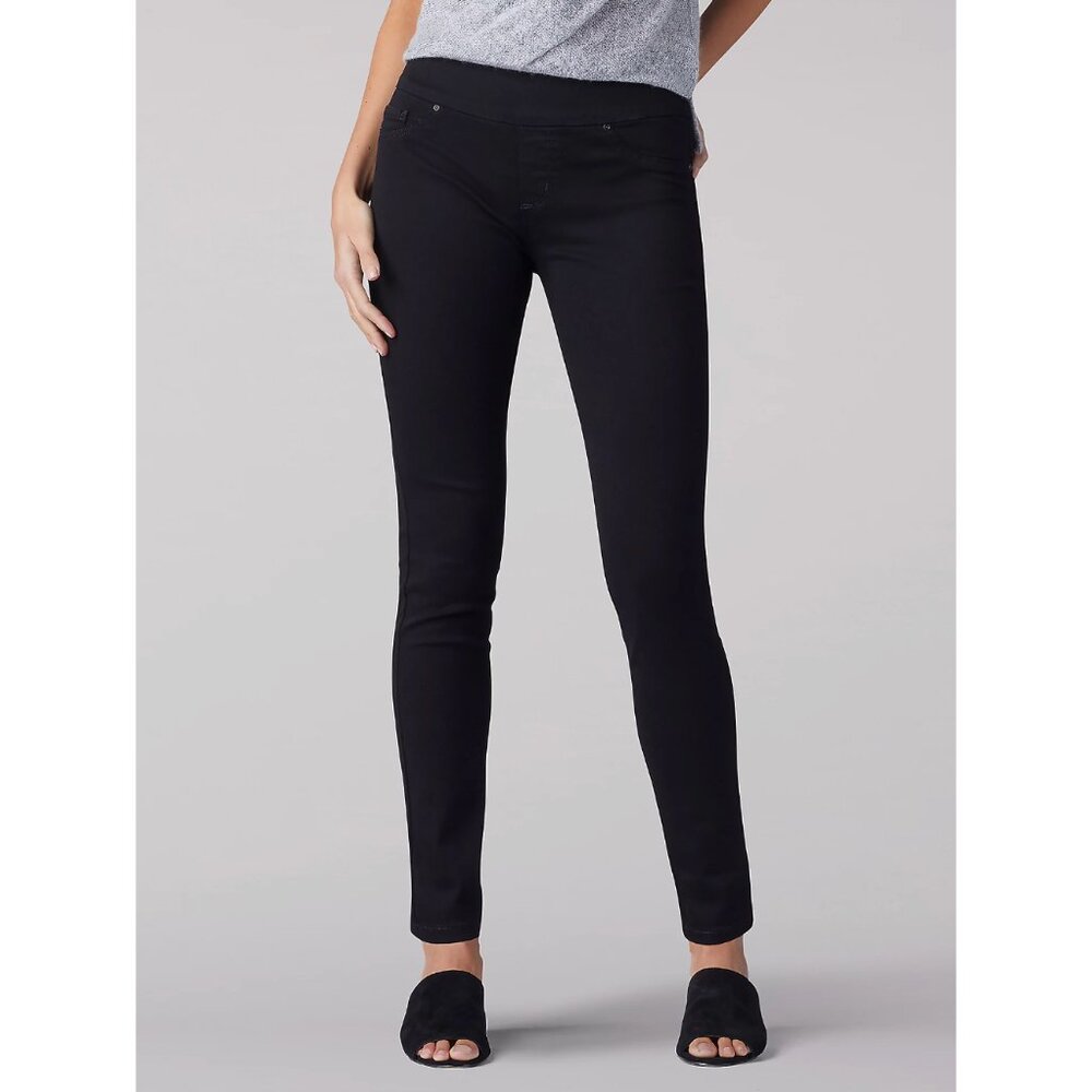 Lee Sculpting Pull-On Skinny Jeans Size 16 Long Black Mid Rise Stretch Comfort N